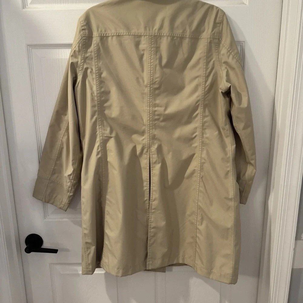Lands' End Beige Trench Coat with Plaid Lining